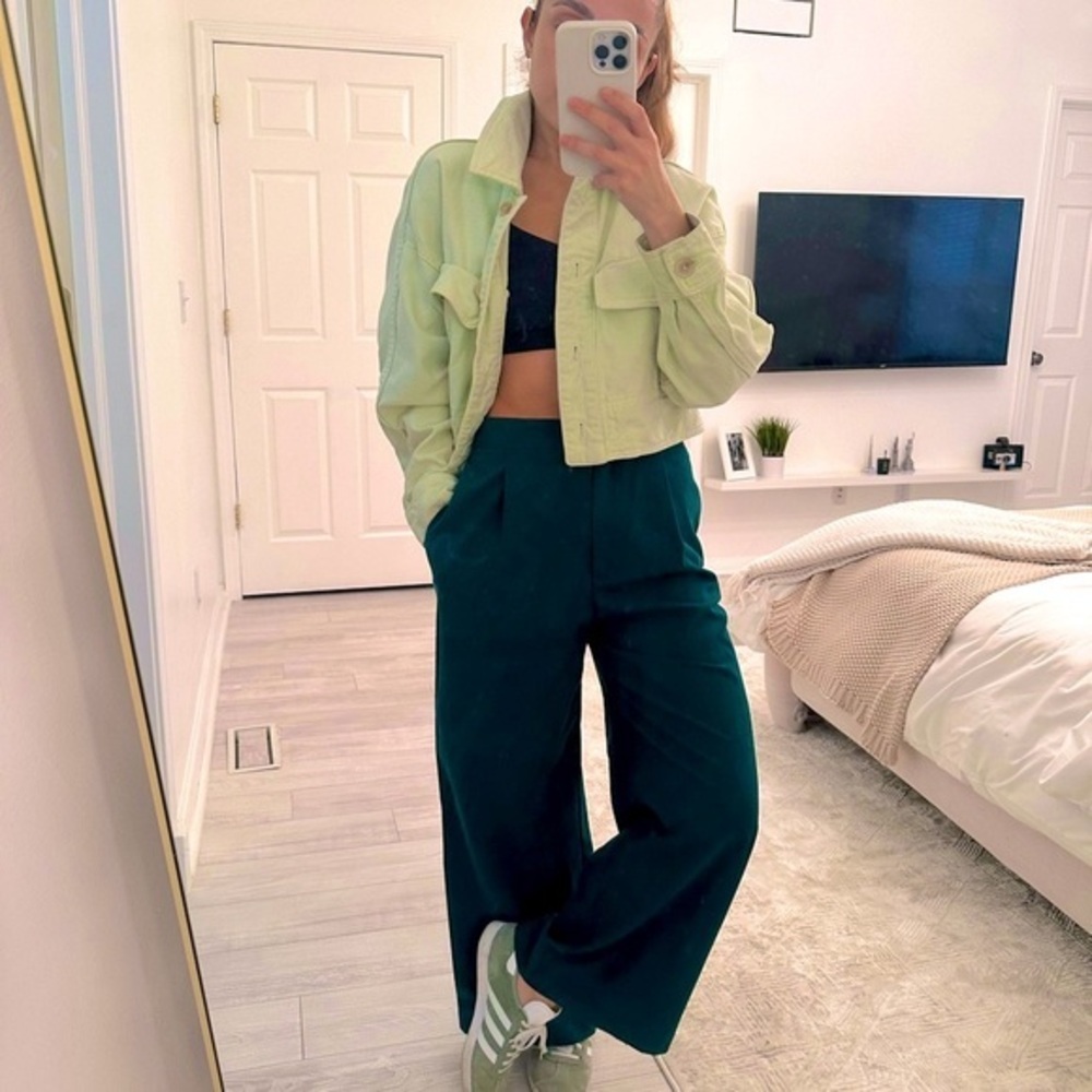 Zara Emerald-Green Wide Leg Trousers - Size XS 💚
